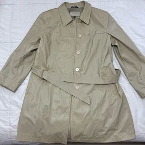 C’est Ça Trench Coat Size 14 Beige Belted Rain Coat Classic Lightweight Jacket